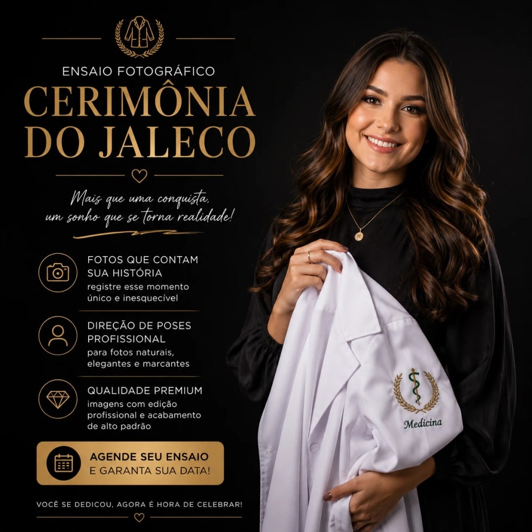 Cerimônia do jaleco — modelo editável da categoria Formaturas e eventos