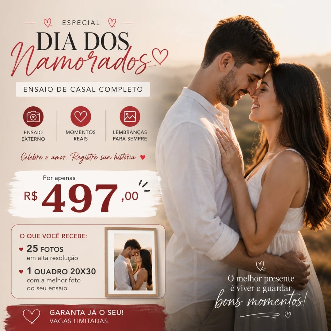 Promoção de Dia dos Namorados — modelo editável da categoria Promoções e miniensaios