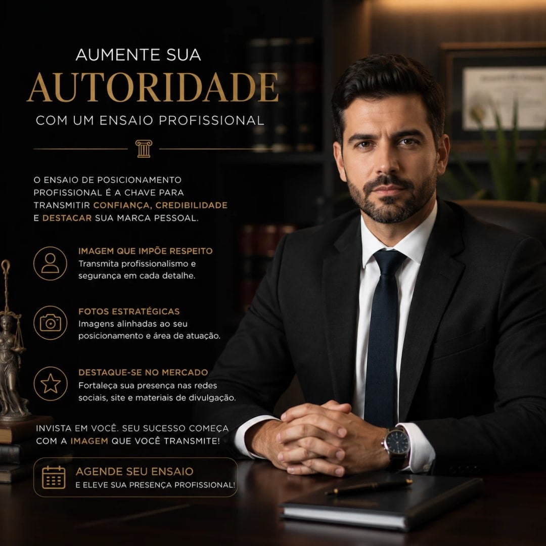 Ensaio de posicionamento profissional — modelo editável da categoria Divulgação de serviços